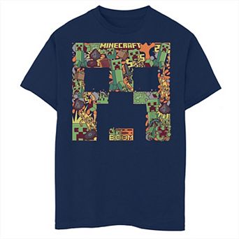 Boys Minecraft Creeper Face Mix Graphic Tee