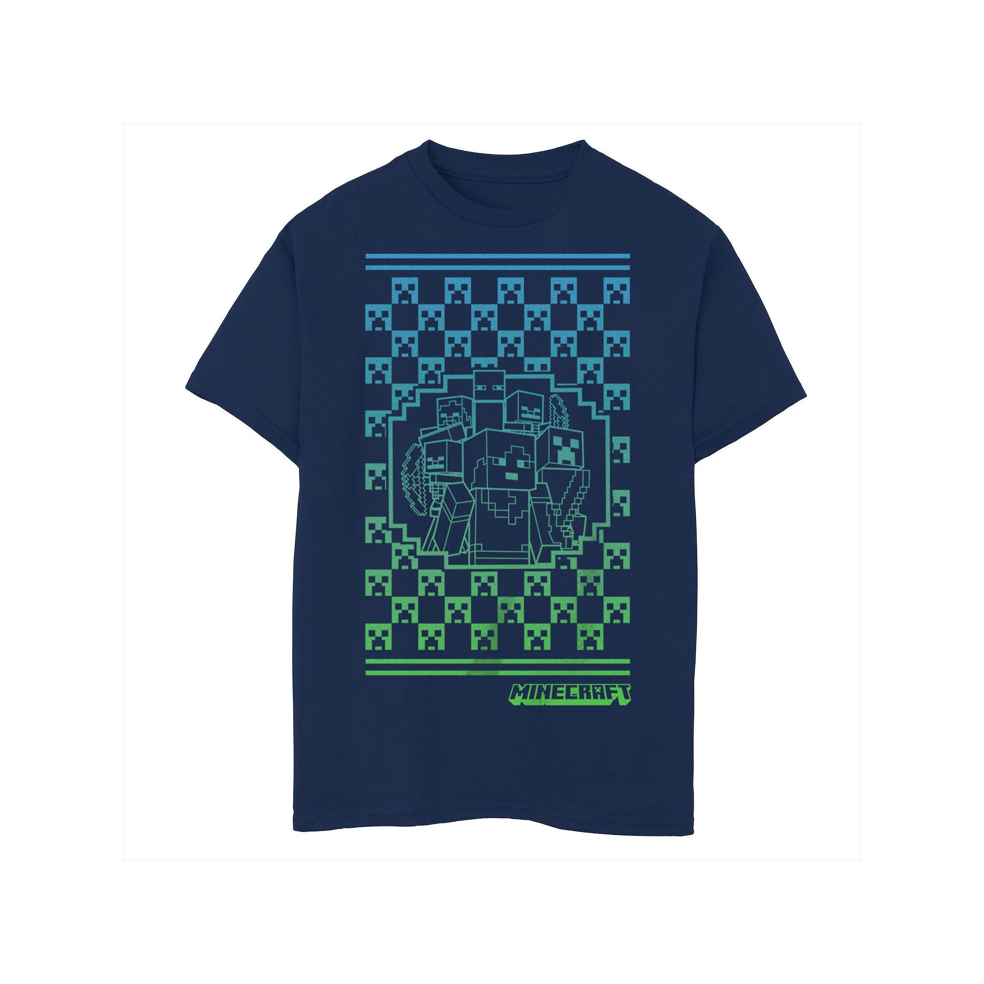 Boys Minecraft Gradient Checkers Board Graphic Tee, Boys, Size: XS, Blue