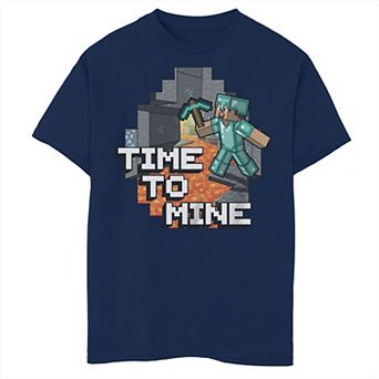 Boys Minecraft Steve Time To Mine Graphic Tee