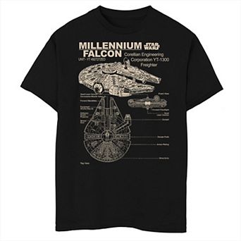 Boys Husky Star Wars Millennium Falcon Schematics Graphic Tee