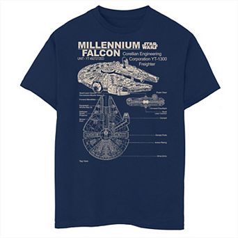 Boys Husky Star Wars Millennium Falcon Schematics Graphic Tee