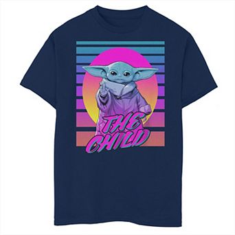 Boys Husky The Mandalorian The Child Fluorescent Colors Poster Graphic Tee