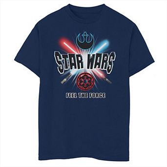 Boys Husky Star Wars Light Sabers Feel The Force Graphic Tee