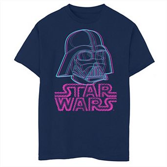Boys Husky Star Wars Darth Vader Glitchy Portrait Graphic Tee