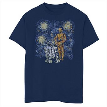 Boys Husky Star Wars R2-D2 C-3PO Starry Night Graphic Tee