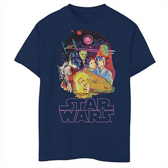 Boys Husky Star Wars Glowing Characters Poster Graphic Tee