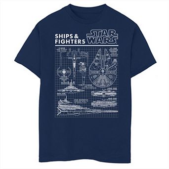 Boys Husky Star Wars Ships And Fighters Schematics Graphic Tee