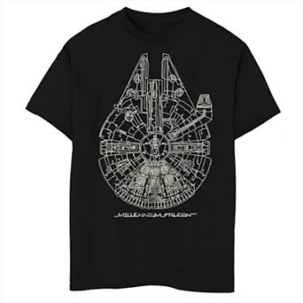 Boys Star Wars Millennium Falcon Lines Husky Graphic Tee