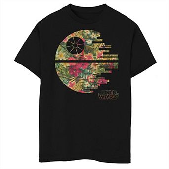 Boys Star Wars Tropical Print Death Star Husky Graphic Tee