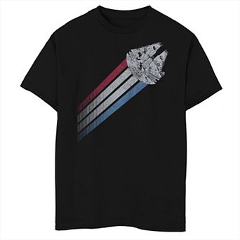 Boys Star Wars Millennium Falcon Flying Stripes Husky Graphic Tee
