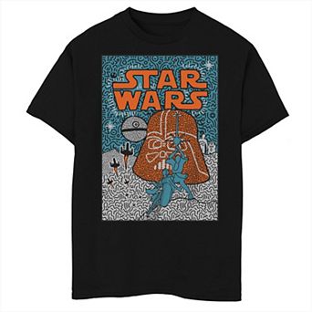 Boys Star Wars Doodling Poster Husky Graphic Tee