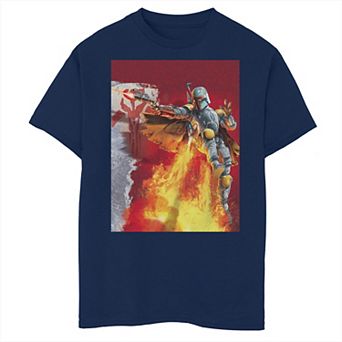 Boys 8-20 Star Wars Boba Fett On Fire Husky Graphic Tee