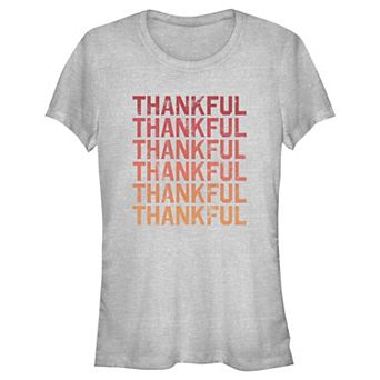 Juniors' Thankful Stack Graphic Tee