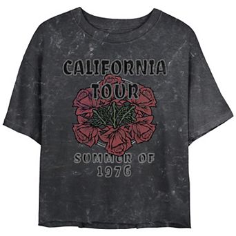 Juniors' California Tour Summer Of 1976 Poster Crop Top Mineral Wash Graphic Tee