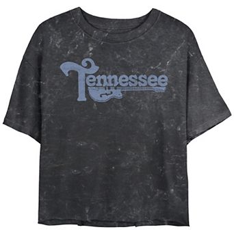 Juniors' Tennessee Guitar Poster Crop Top Mineral Wash Graphic Tee