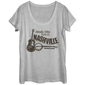 Juniors' Nashville Music City USA Poster Graphic Tee
