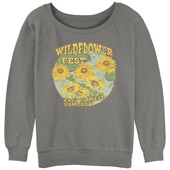 Juniors' Wildflower Fest Poster Graphic Slouchy Terry
