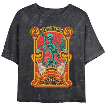 Juniors' The Electric Tour Poster Crop Top Mineral Wash Graphic Tee