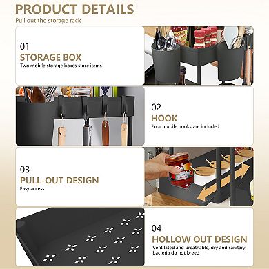Under Sink Organizer- 2-Tier Slim Pull Out Sliding Storage Drawer for Bathroom, Black