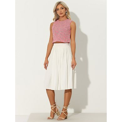 Ginham Top For Women Sleeveless 1950s Vintage Summer Blouse