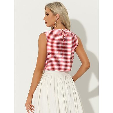 Ginham Top For Women Sleeveless 1950s Vintage Summer Blouse