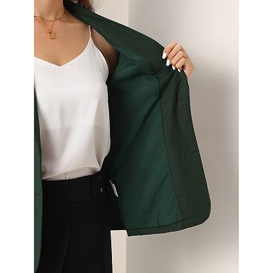 Cotton Linen Blazer For Women's Office Business Short Sleeve Notched Lapel Blazer Jacket