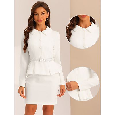 2pcs Business Suits For Women's Peplum Blazer Jacket And Pencil - Main Image