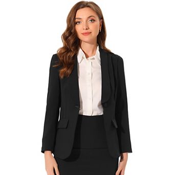 Blazer For Women's Shawl Lapel Long Sleeve Pockets Work Office Jacket Blazers