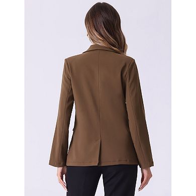 Double Breasted Work Office Blazer For Women Long Sleeve Blazers Suit Jacket With Pocket