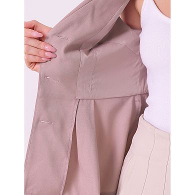 Office Blazer Vest For Women's Lapel Collar Button Down Belted Sleeveless Jacket