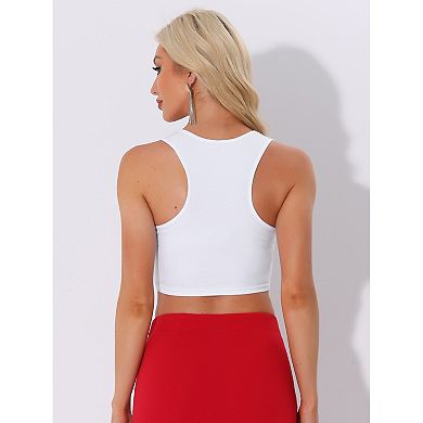Party Crop Tank Tops For Women Rhinestone Fringe Pullover Round Neck Sleeveless Crop Top