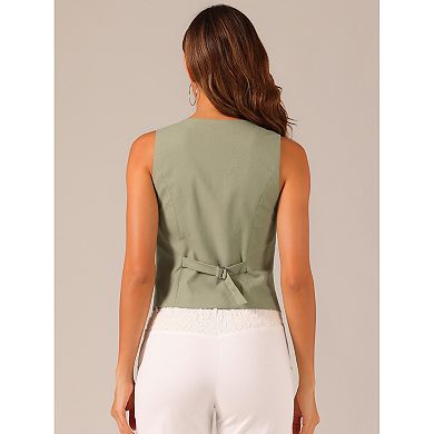 Vest Waistcoat for Women Fashion Sleeveless Button Down V Neck Crop Top Summer Vest