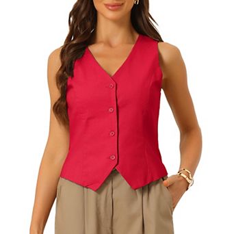 Vest Waistcoat for Women Fashion Sleeveless Button Down V Neck Crop Top Summer Vest