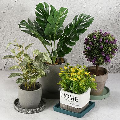 5" Ceramic Square Planter Saucer Flower Pot Drip Tray Coaster, 2 Pack
