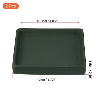 5" Ceramic Square Planter Saucer Flower Pot Drip Tray Coaster, 2 Pack