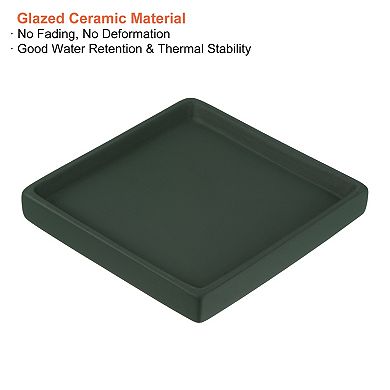 5" Ceramic Square Planter Saucer Flower Pot Drip Tray Coaster, 2 Pack