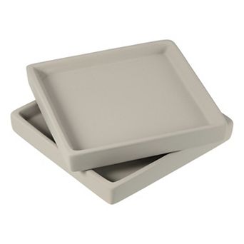 5" Ceramic Square Planter Saucer Flower Pot Drip Tray Coaster, 2 Pack