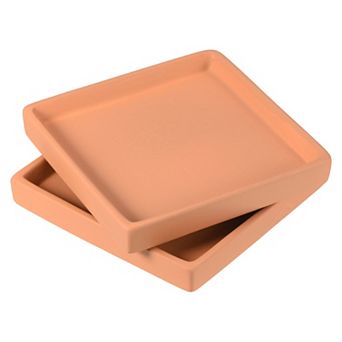 5" Ceramic Square Planter Saucer Flower Pot Drip Tray Coaster, 2 Pack