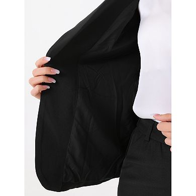 Short Sleeve Casual Blazer For Women's Lapel Collar Buttoned Summer Work Office Jacket