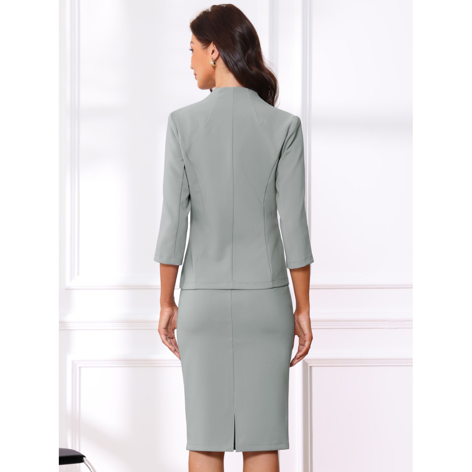 Women's 2-Piece Skirt Suit Set - Business Office Blazer And Skirt Outfit Professional Wear