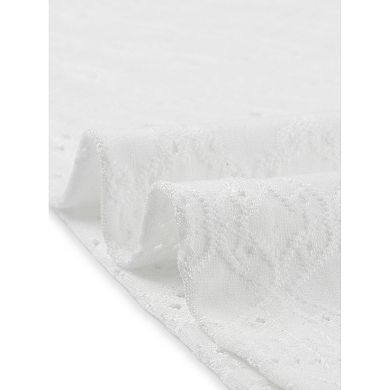 Women's Puffy Sleeve Eyelet Tops Back Button Down Dressy Casual Ruffle Neck Blouses Summer T Shirts