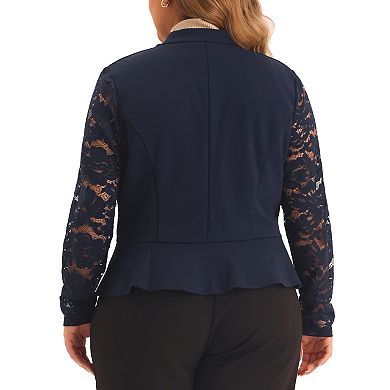Women's Plus Size Blazer Cardigan Long Sleeve Lace Open Front Cropped Shrug Bolero Cardigans Jacket