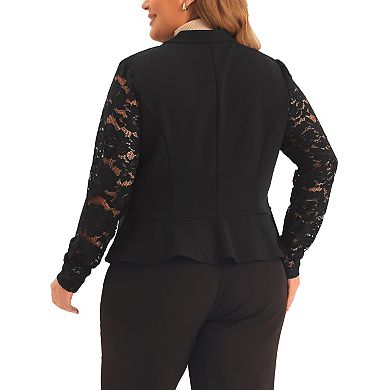 Women's Plus Size Blazer Cardigan Long Sleeve Lace Open Front Cropped Shrug Bolero Cardigans Jacket