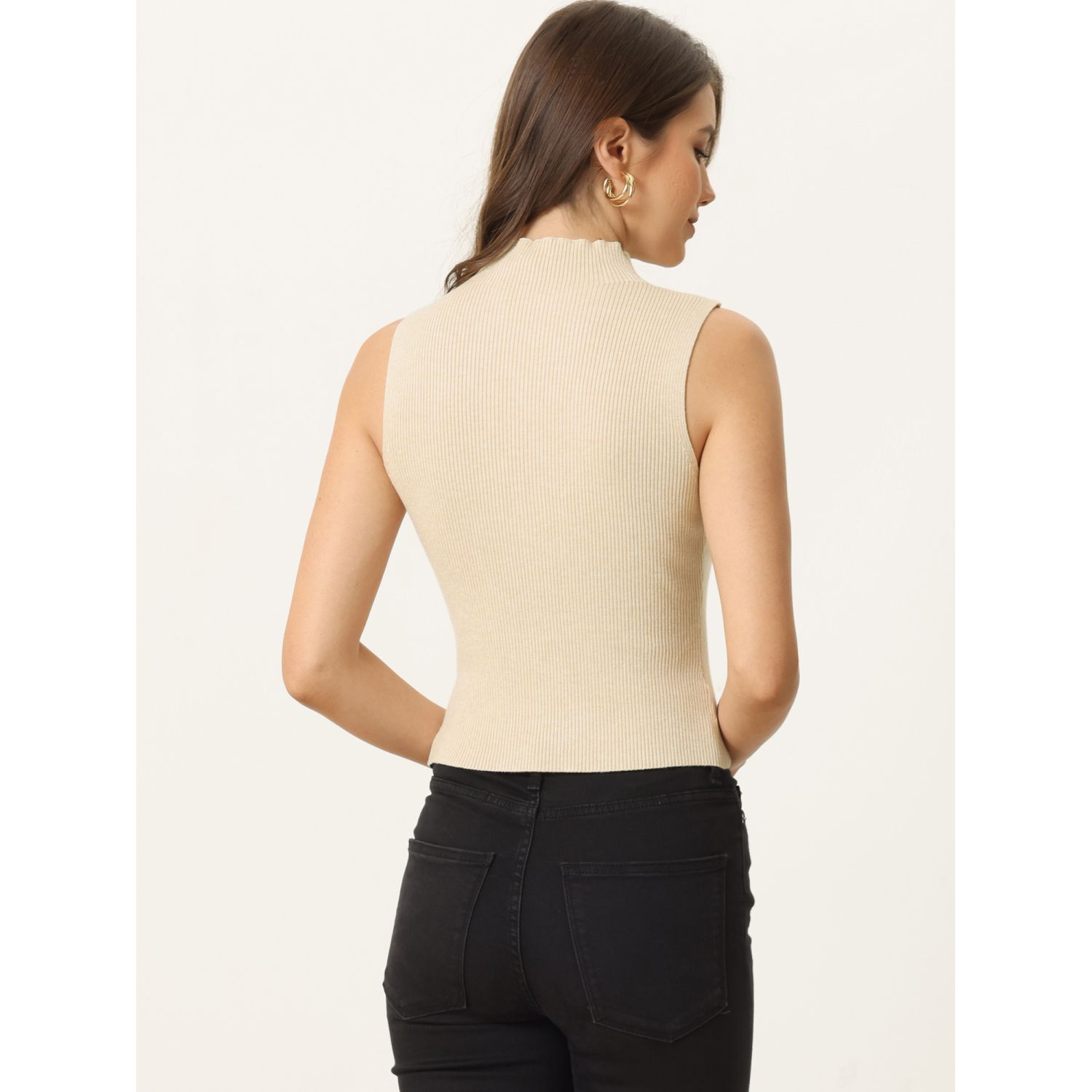 Jean Vest Top For Women INKOFF Women's Sleeveless Turtleneck Top