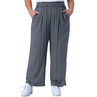 Plus Size Palazzo Pants For Women Stretchy High Waisted With Pocket Wide Leg Pants