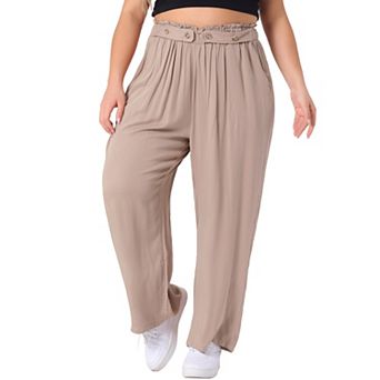 Plus Size Palazzo Pants For Women Stretchy High Waisted With Pocket Wide Leg Pants