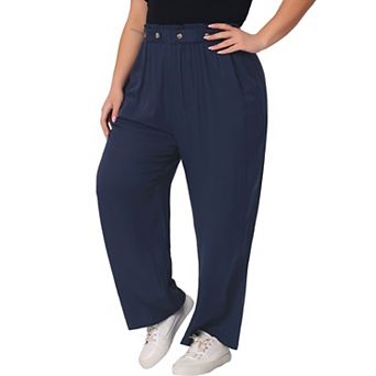 Plus Size Palazzo Pants For Women Stretchy High Waisted With Pocket Wide Leg Pants