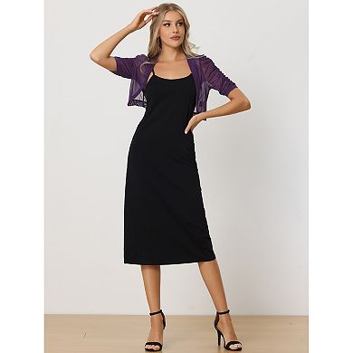 Casual Short Sleeve Mesh Sheer Shrug for Women Open Front Cropped Cardigan Bolero