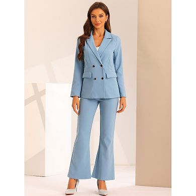 Business Work Suit Set For Women's 2 Piece Notched Lapel Blazer And Long Pants
