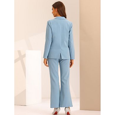 Business Work Suit Set For Women's 2 Piece Notched Lapel Blazer And Long Pants